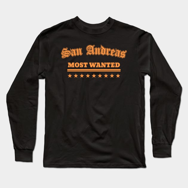 GTA SAN ANDREAS MOST WANTED RETRO Long Sleeve T-Shirt by VISUALUV